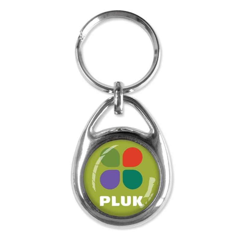 Eleganto sleutelhanger - metaal - Ø 2.3 cm - met winkelwagenmuntje - met doming label