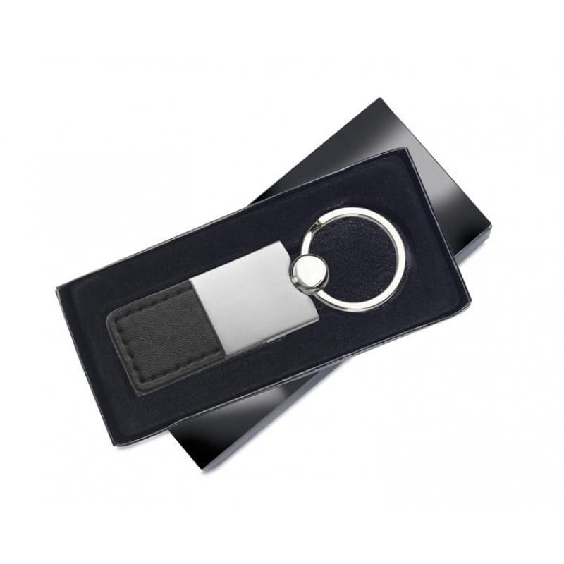 Columbus sleutelhanger - metaal - 9 cm - PU leren bandje - glimmende afwerking