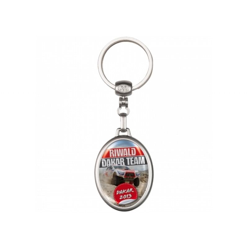 Ovale sleutelhanger - metaal - 10.3 cm - met doming label