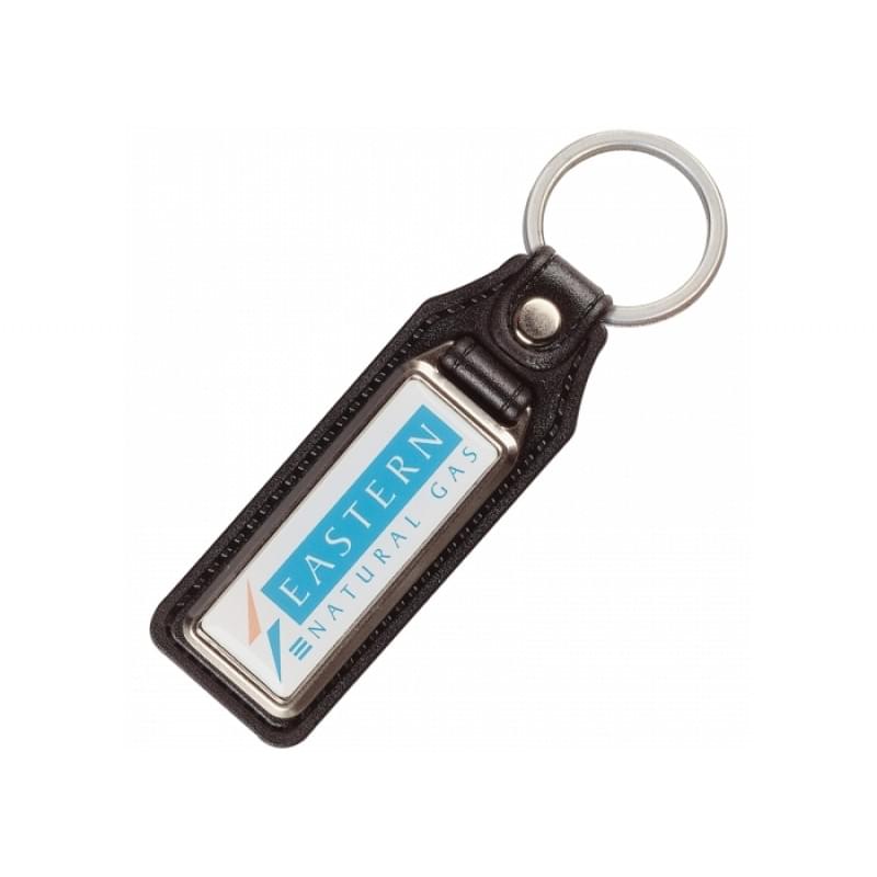 Rechthoek sleutelhanger - metaal - 10.7 cm - met doming label