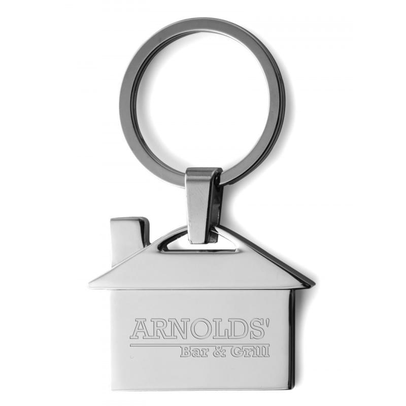 Huis sleutelhanger - metaal - 4.7 cm - geschenkverpakking