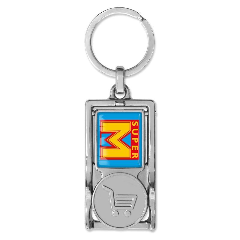 Smart coiny sleutelhanger - metaal - doming label - flesopener - telefoonstandaard - winkelwagenmuntje