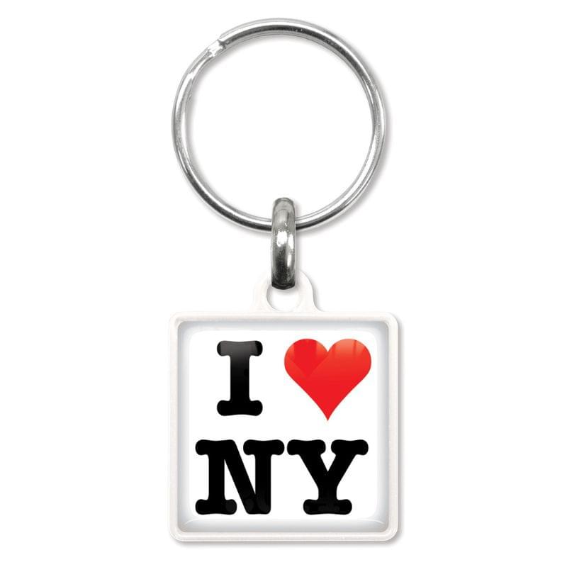 Lucky vierkante sleutelhanger - metaal - 2.5 cm - met doming label