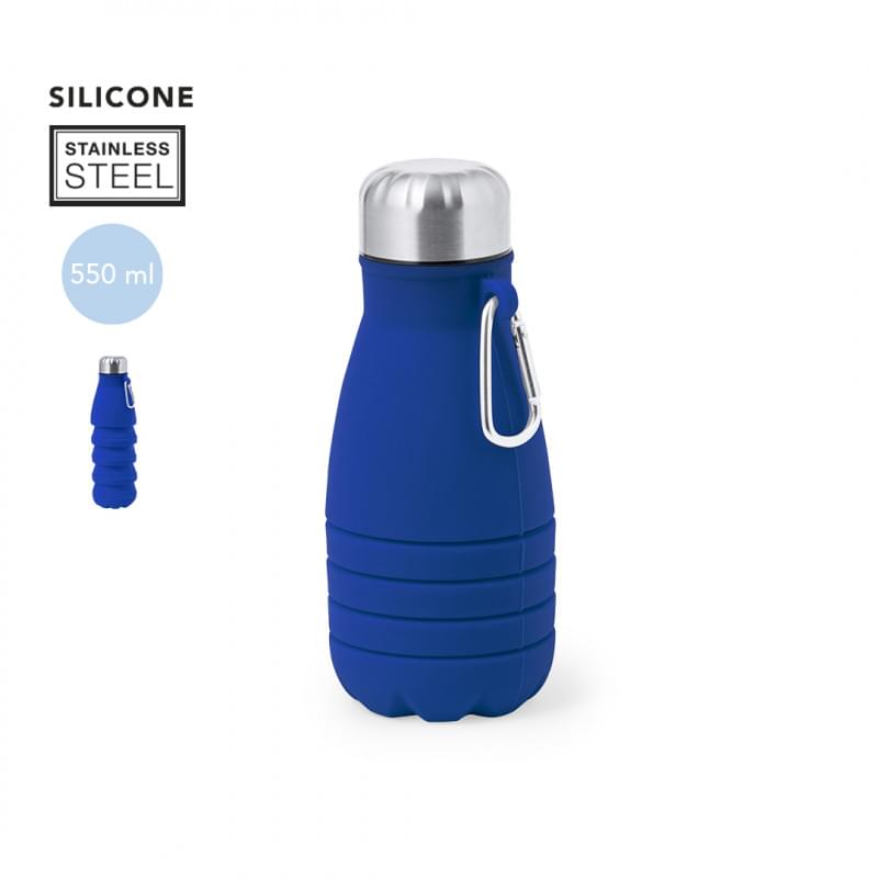 Fael opvouwbare waterfles 550 ml - siliconen - schroefdop met karabijnhaak