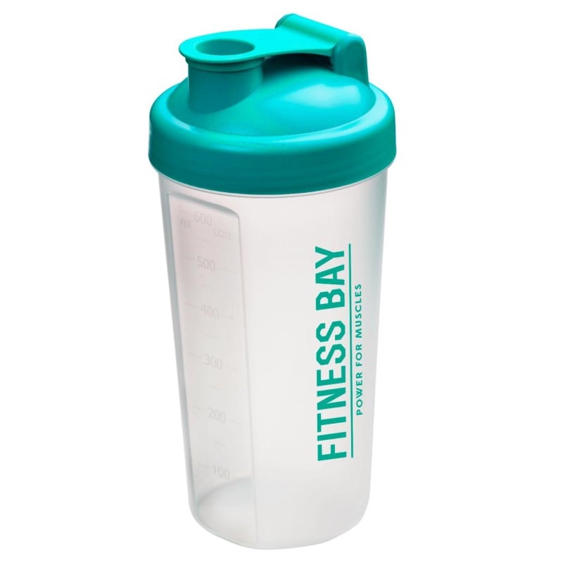 Protein shaker 600ml - kunststof - transparant - afsluitbare schroefdop