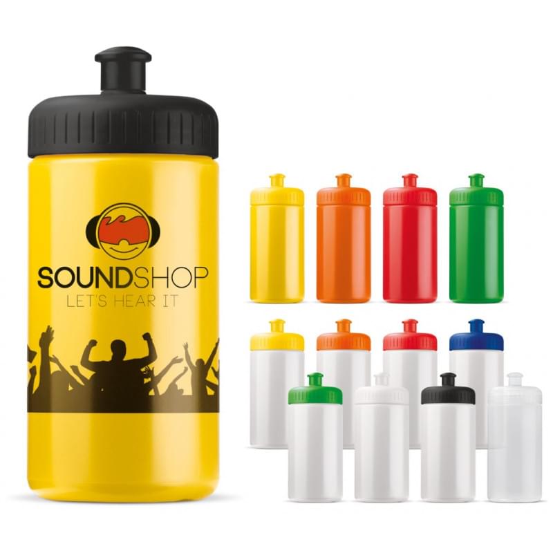 Basic sportbidon 500ml - PP - vaatwasserbestendig - gekleurde fles en dop