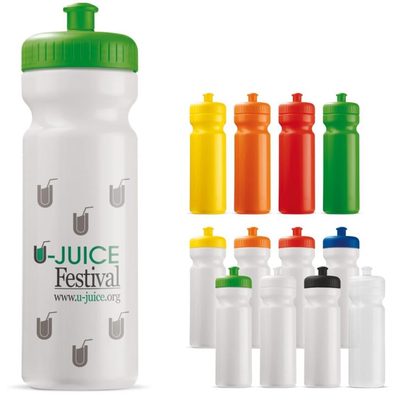 Basic sportbidon 750ml - PP - vaatwasserbestendig - gekleurde fles en dop