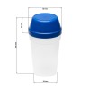 Multi shaker 300ml - plastic - transparant - gekleurde draaideksel
