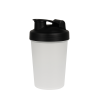 Protein shaker 400ml - plastic - transparant - afsluitbaar schroefdop - uitneembaar zeefje