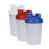 Protein shaker 400ml - plastic - transparant - afsluitbaar schroefdop - uitneembaar zeefje
