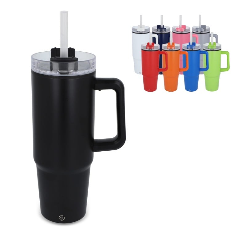 Miami RVS beker GRS - met handvat en rietje - 800ml