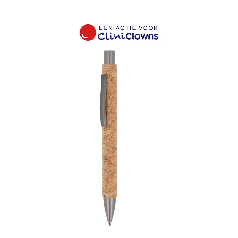 New York Cork balpen - kurk - blauwe inkt - kunststof top, clip en punt