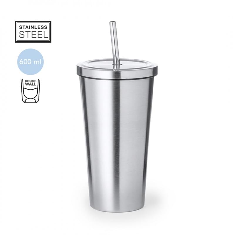 Moder thermosbeker 600 ml - RVS - met rietje