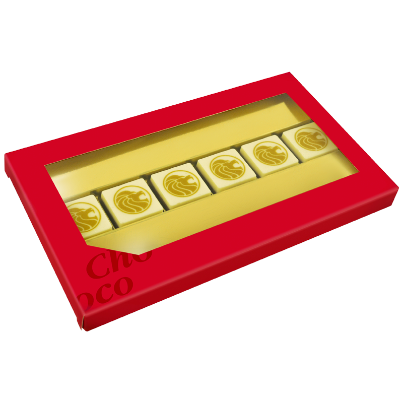 Chocoladeblokjes 6 - melk/wit - geschenkdoos - eigen logo - 66g