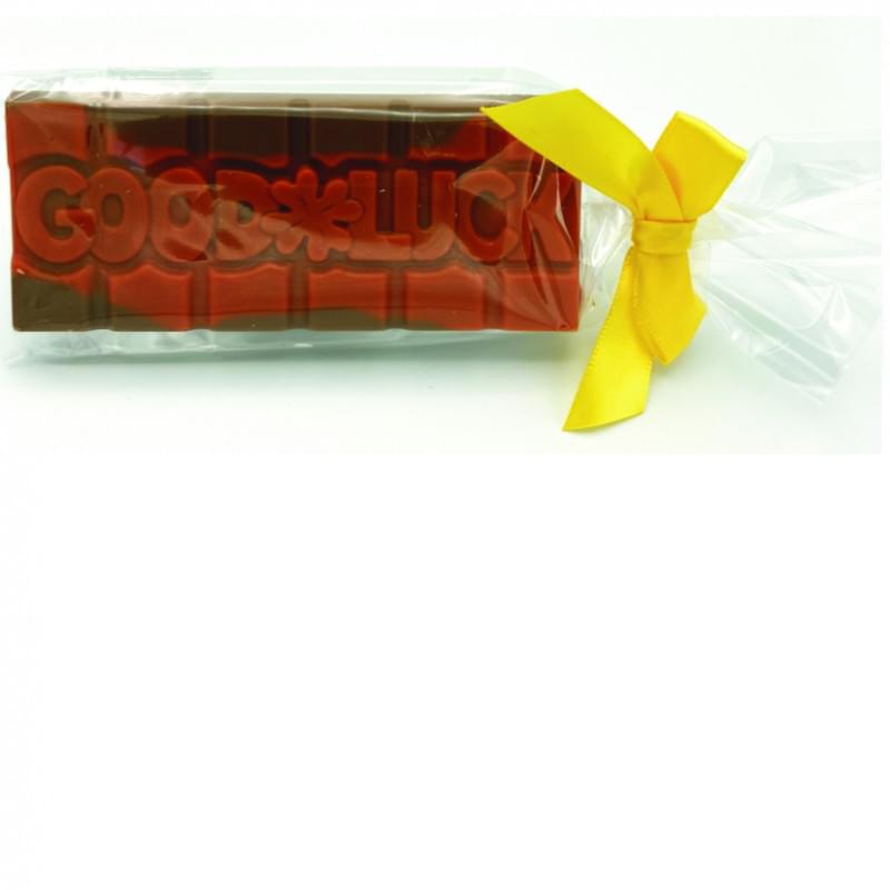 Geschenktablet melkchocolade in zakje met strik