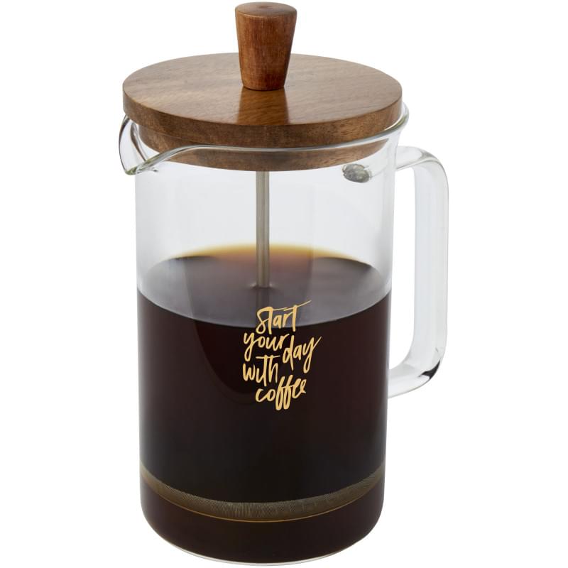 Ivorie koffipers 600ml - acaciahout en borosilicaatglas