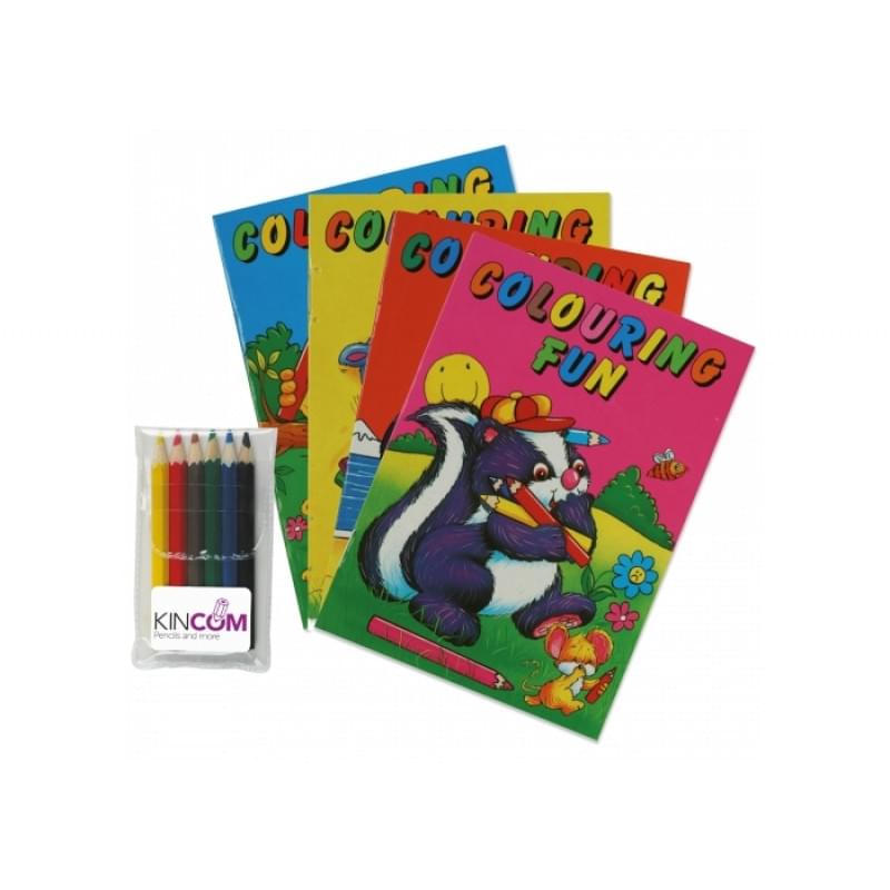 Kleurboek set met 6 kleine kleurpotloden