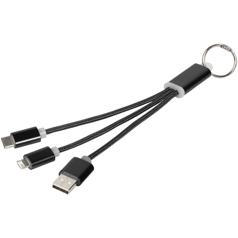 3 in 1 oplaadkabel - metaal - sleutelhanger