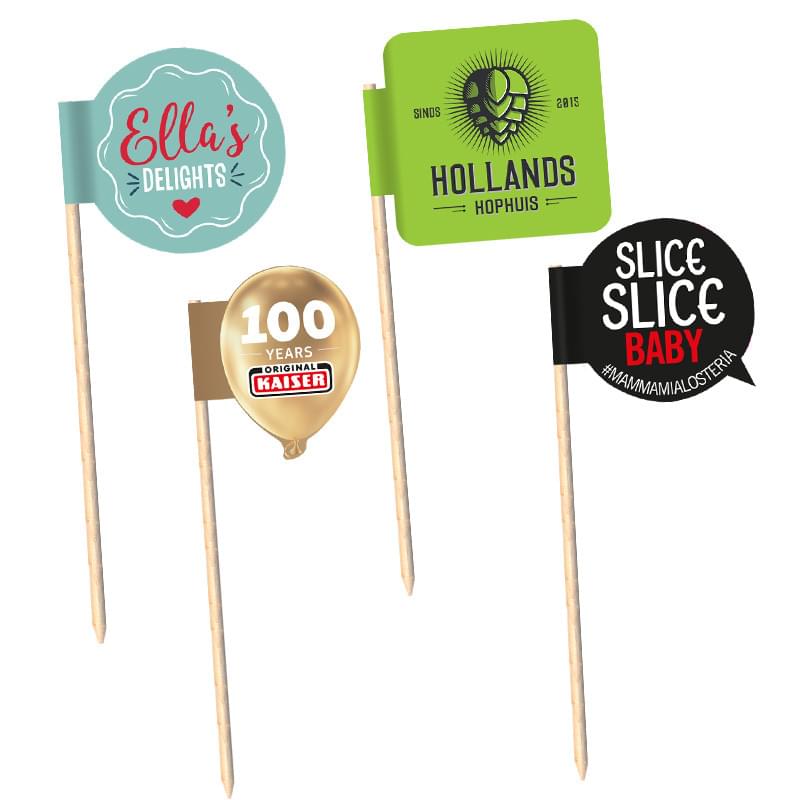 Partyprikkers - 3 x 4 cm - diverse vormen - houten stokje