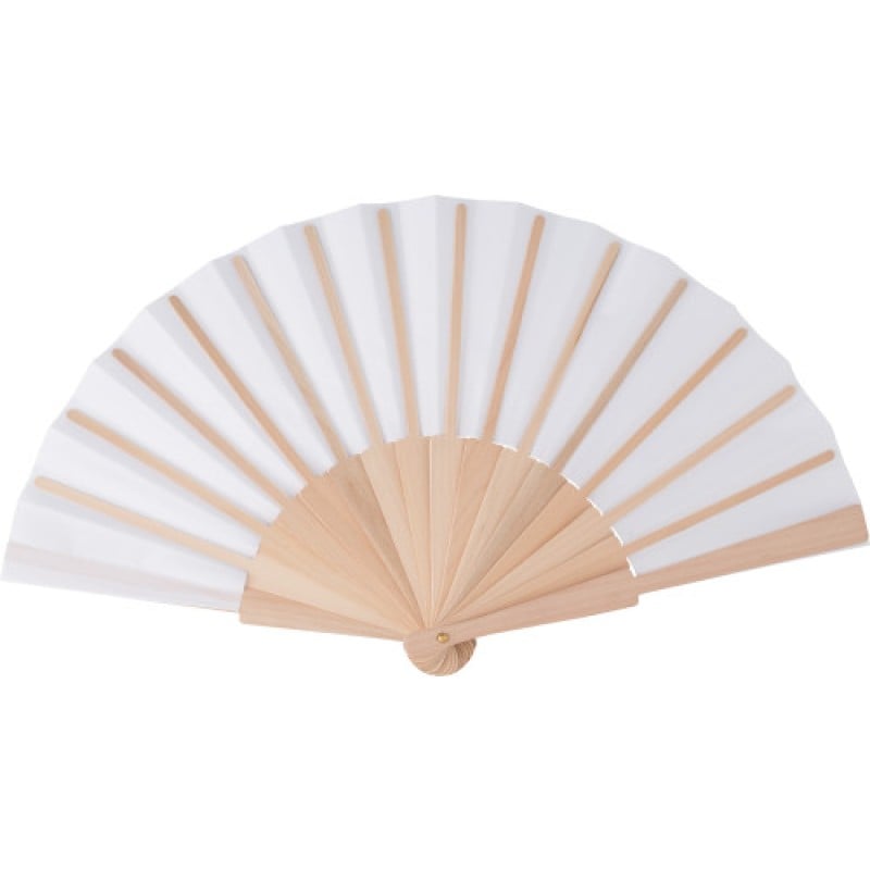 Rosanne handwaaier - rPET - 40 x 23 cm - houten handvat