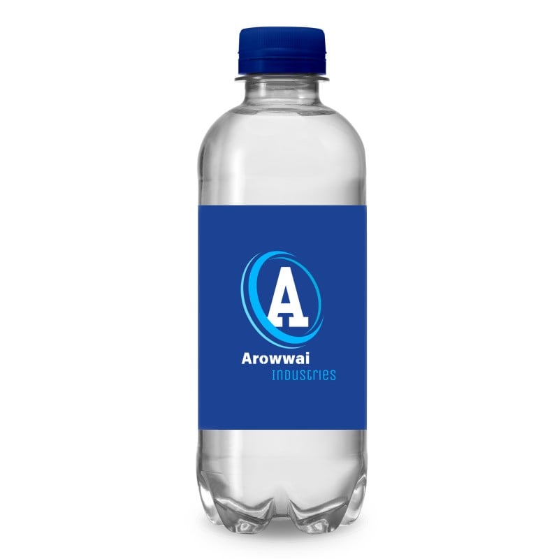 rPET waterflesje met platte dop 330ml