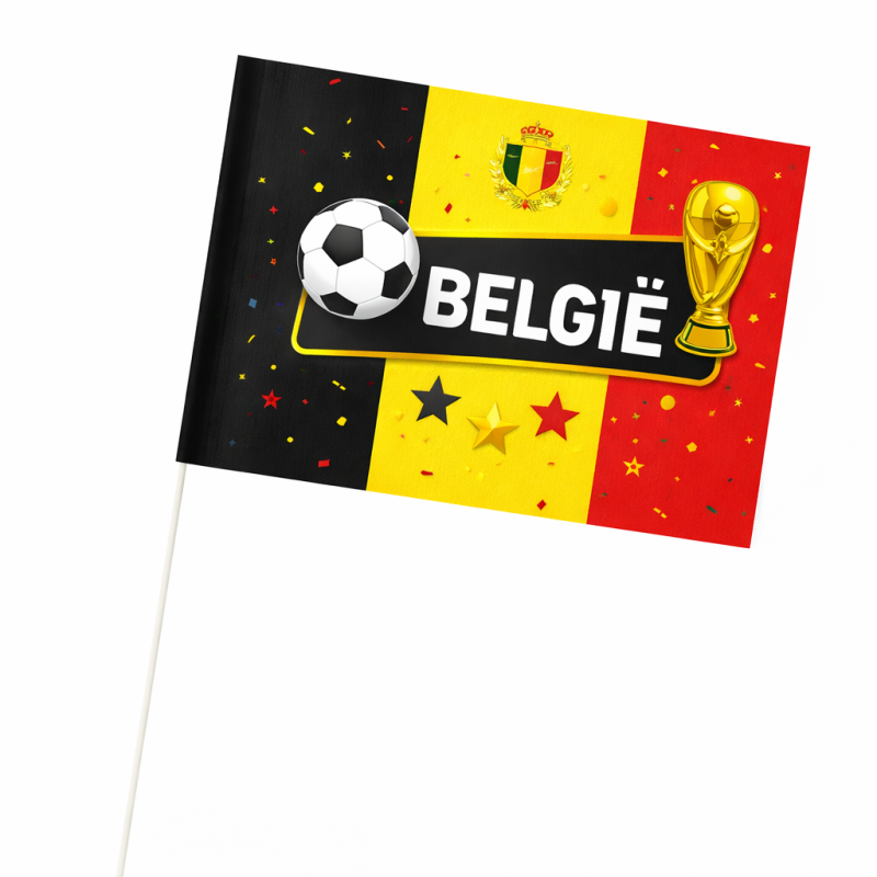 Supporters vlaggetjes - papier - 31,5 x 43,5 cm - papier 150 g/m² - aan stokje 