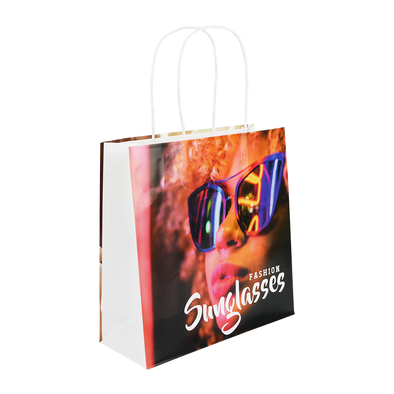 Papieren tas 140 g/m² - 24 x 9 x 24 cm - gelamineerd - all over bedrukt - gedraaid koord