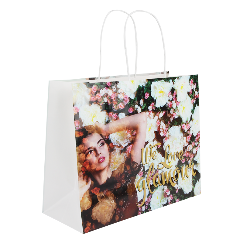Papieren tas 140 g/m² - A4 liggend - all over bedrukt - gedraaid koord