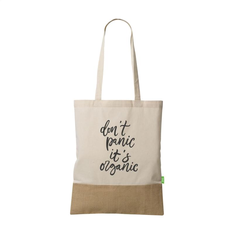 Combi Organic winkeltas 8 L - organisch katoen/jute - 160 g/m² - Oeko-tex - lange hengsels