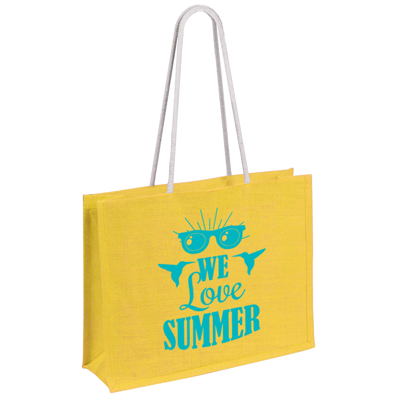 Hintol tas 44.5 x 35 x 14 cm - gelamineerd jute/katoen - 225 g/m² - lange handgrepen - bestand tegen een gewicht tot 10 kg