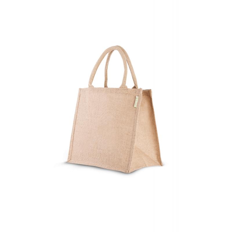 Premium tas - 28 x 30 x 20 cm - jute - 180 g/m² - brede zijkanten