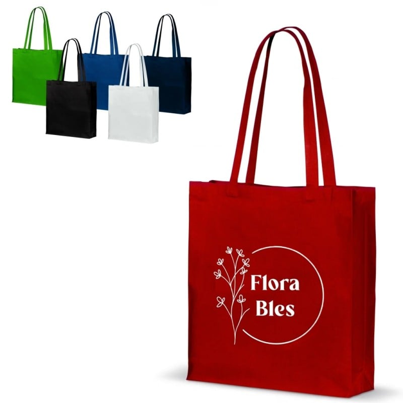 Shopper - gerecycled katoen - 140g/m² - 38 x 42 x 10 cm - lange hengsels