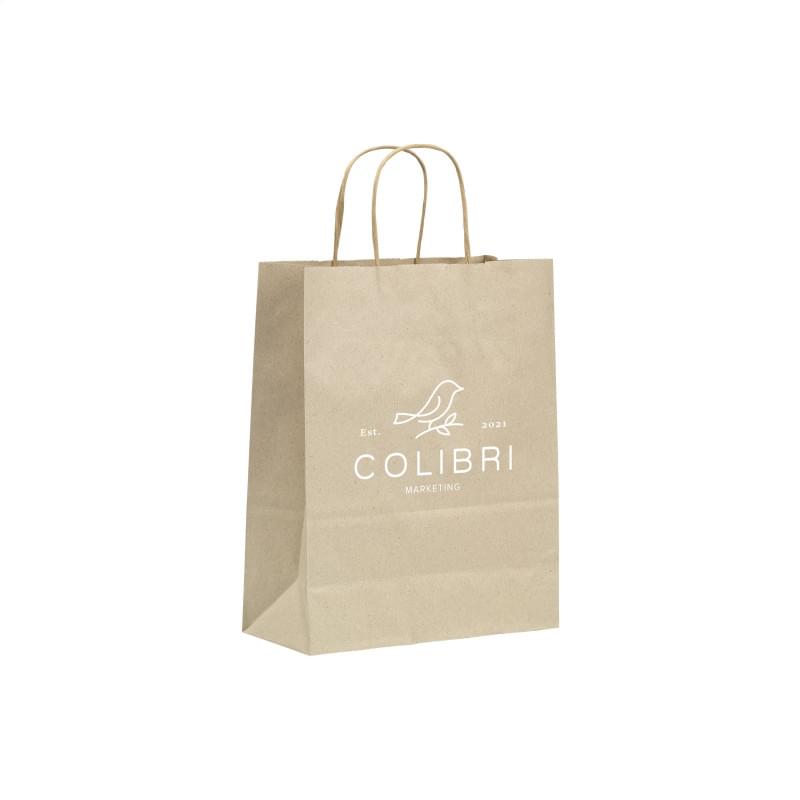 Leaf It Bag tas van graspapier 90 g/m² - A4 - bruin - jute koord