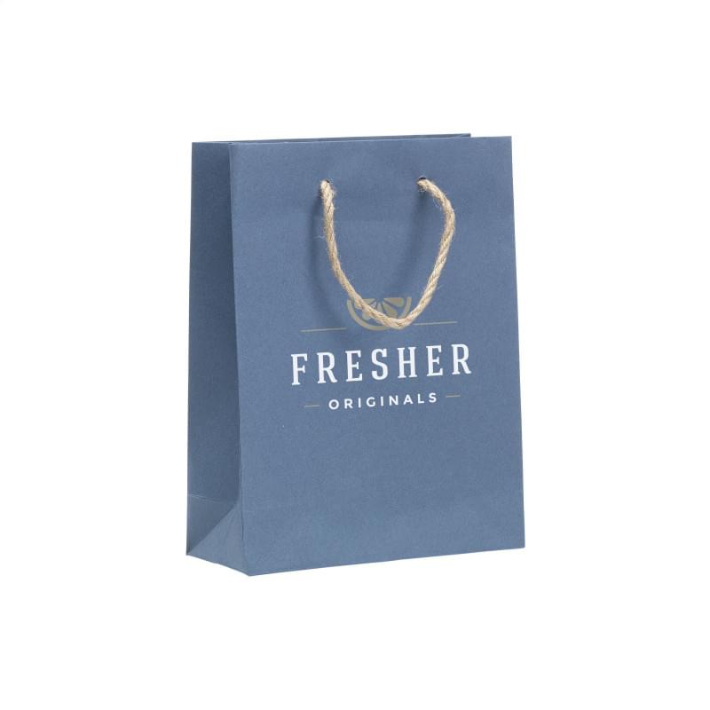 Leaf It Bag papieren tas met jeansvezels 180 g/m² - A5+ - blauw - jute koord