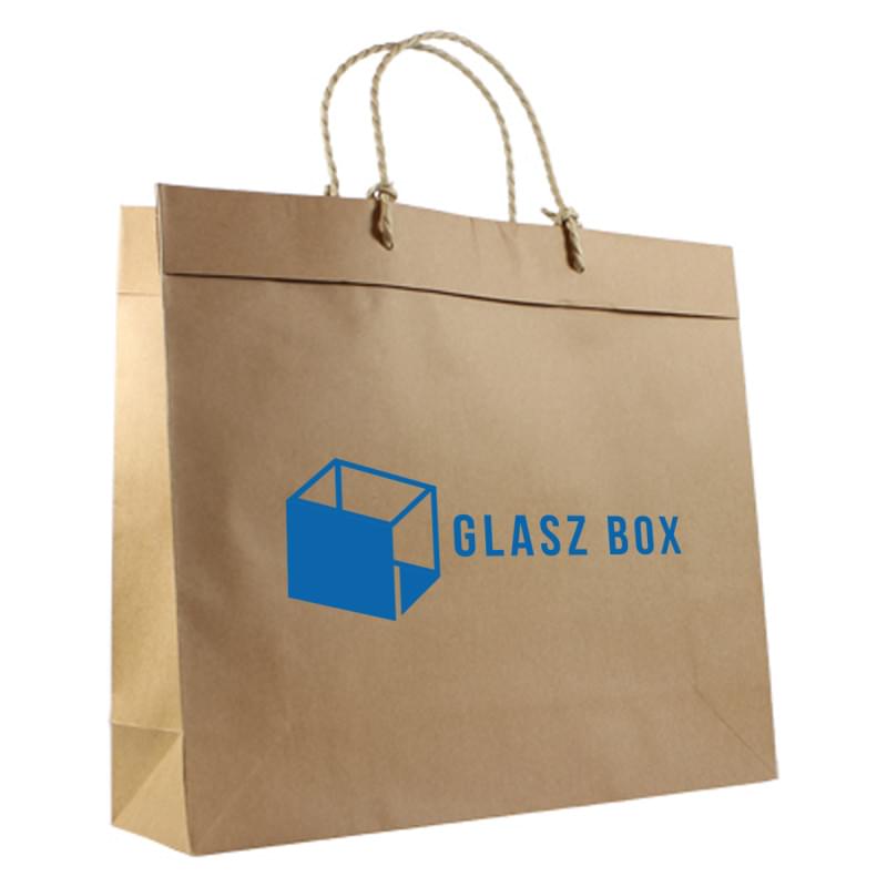 Luxe papieren kraft tas 180 g/m² - A3 liggend - bruin - met omslag - papieren koord