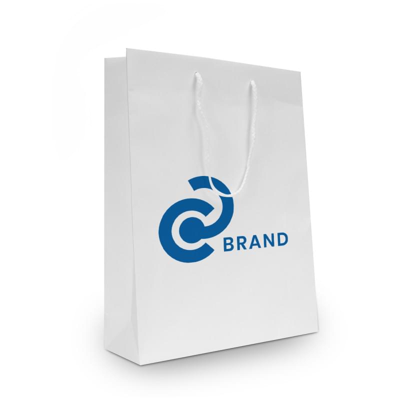 Luxe papieren tas 190 g/m² - A5+ - zwart/wit - glanslaminaat - katoenen koord