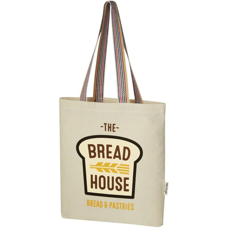 Rainbow shopper - gerecycled katoen - 180g/m² - 37 x 38 x 3,5 cm - ecru - met inzetstuk 