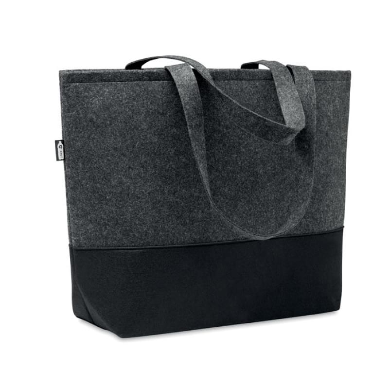 Duo Indico boodschappentas - rPET vilt - 55 x 39 cm - gekleurde bodem - lange hengsels
