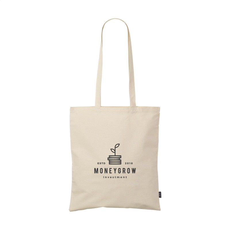 Katoenen draagtas - gerecycled katoen - 180 g/m2 - 38 x 42 cm - ecru - lange hengsels