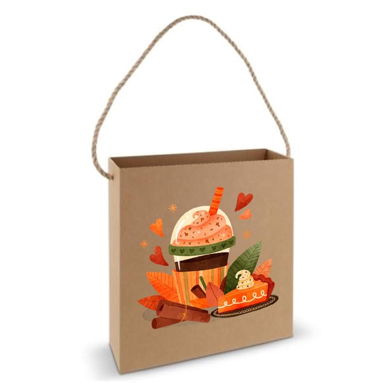 Kartonnen tas 'doos-model' 425 g/m² - 35 x 11 x 35 cm - bruin - jute koord