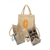 Shopper en flessentas 38 x 27,5 x 19,5 cm - jute/katoen - inklapbare flessenhouder - gewatteerde handvatten