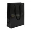 Luxe papieren tas 190 g/m² - A5+ - zwart/wit - glanslaminaat - katoenen koord