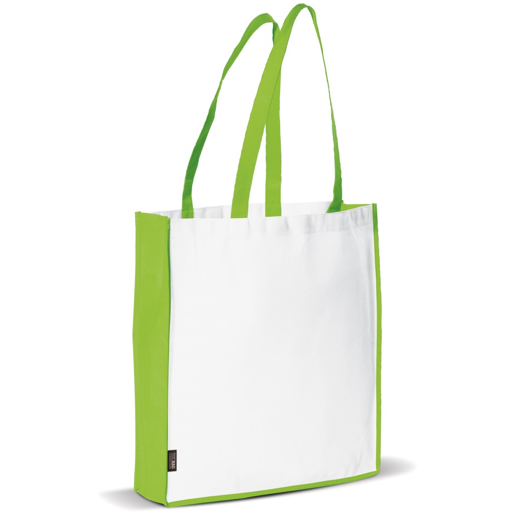 Draagtas Non Woven-Wit / licht groen