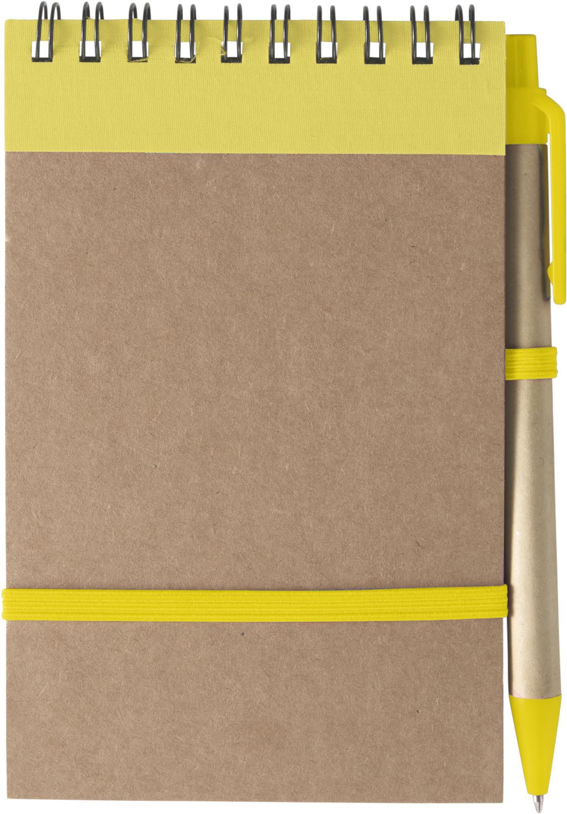 Notitieboek A6 'ECO' met balpen-Geel