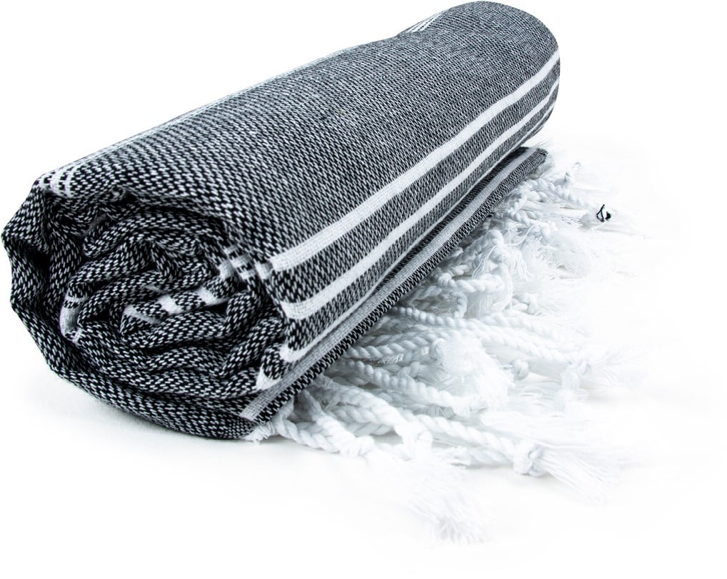 Hamamdoek 100 x 180 cm-Black / white