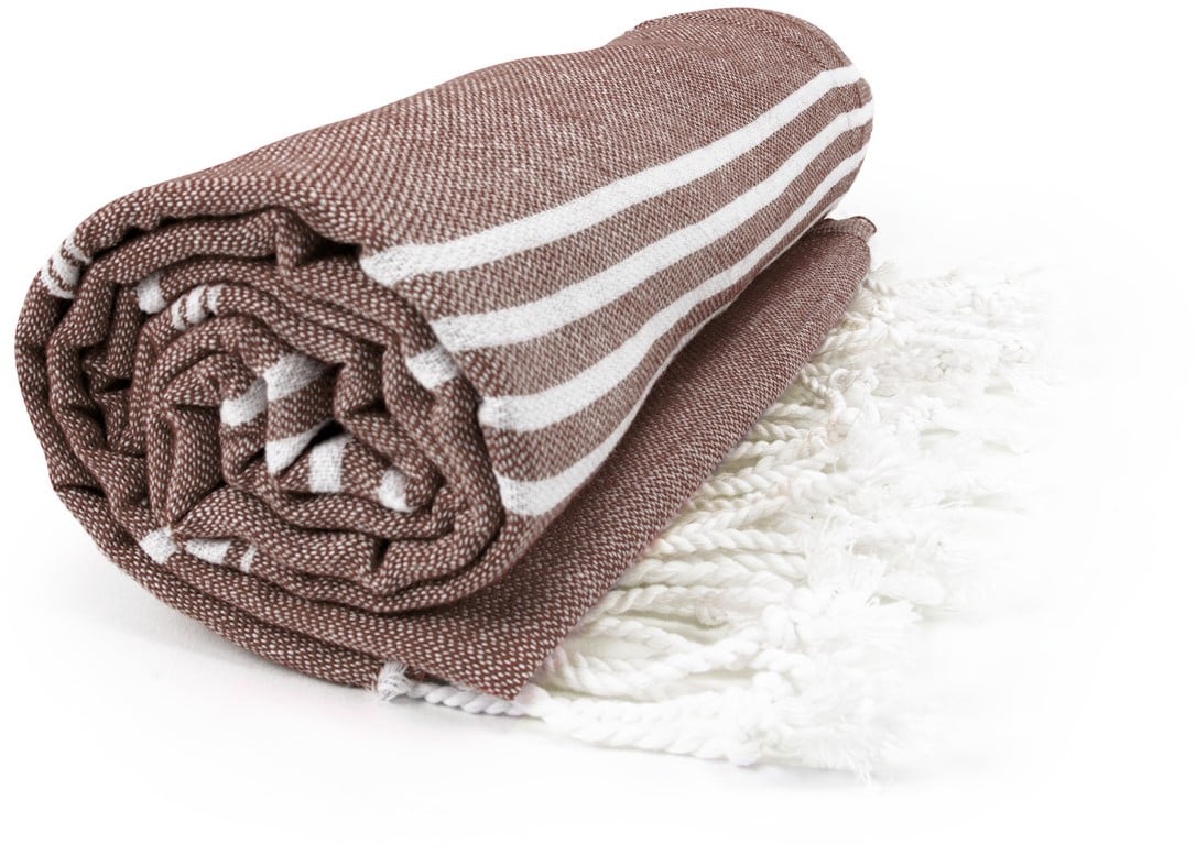 Hamamdoek 100 x 180 cm-Brown / white