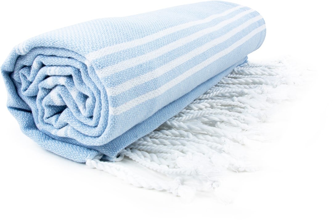 Hamamdoek 100 x 180 cm-Light blue / white