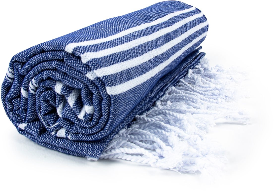 Hamamdoek 100 x 180 cm-Navy/wit