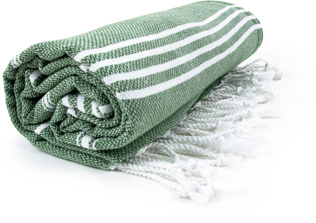 Hamamdoek 100 x 180 cm-Olive / white