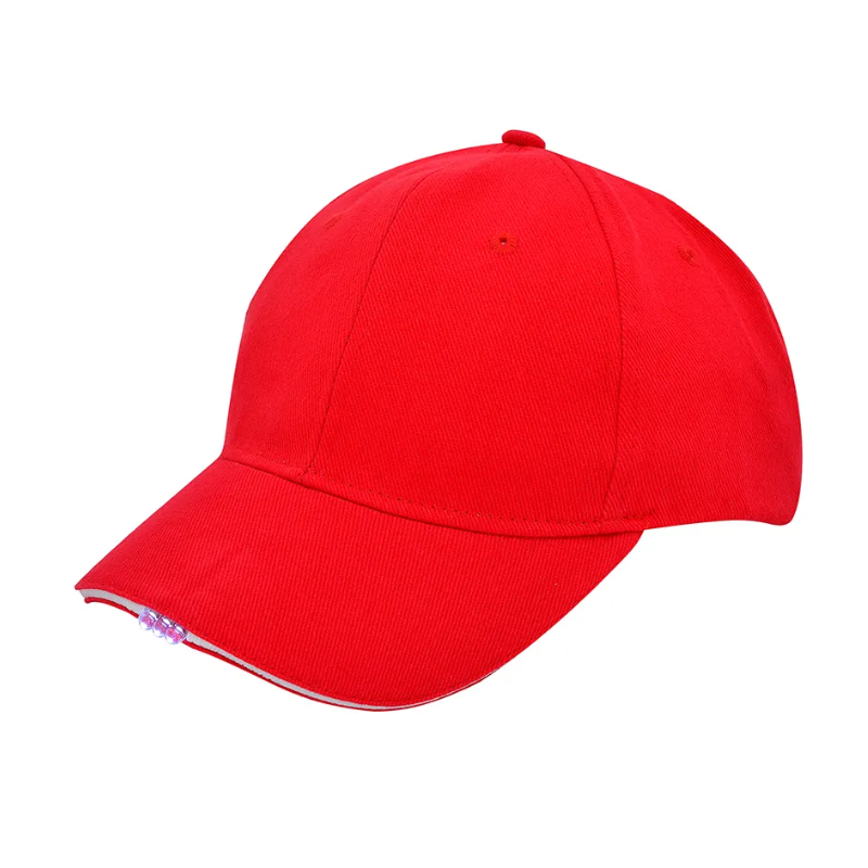 Heavy Brushed Cap met lichtje-Rood/wit